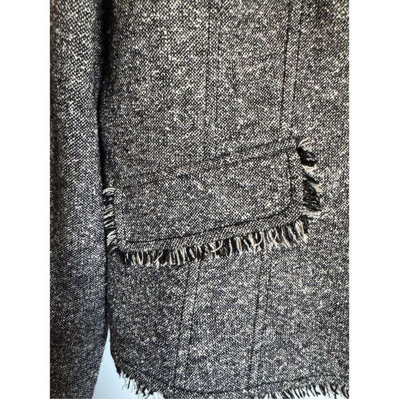 Caslon Womens Silk Wool Fringe Gray Button Blazer Jacket sz 10 career academia - Picture 4 of 10